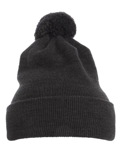 YP Classics Pom-Pom Cuffed Knit Beanie - Dark Grey