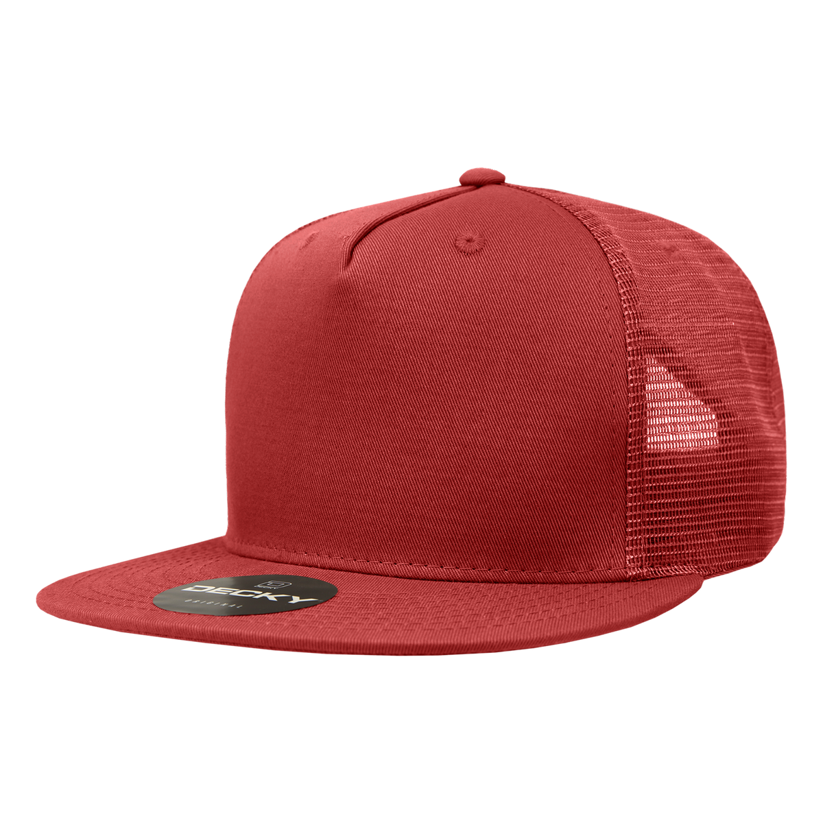 Decky 1040 5 Panel High Profile Structured Cotton Blend Trucker - Cardinal