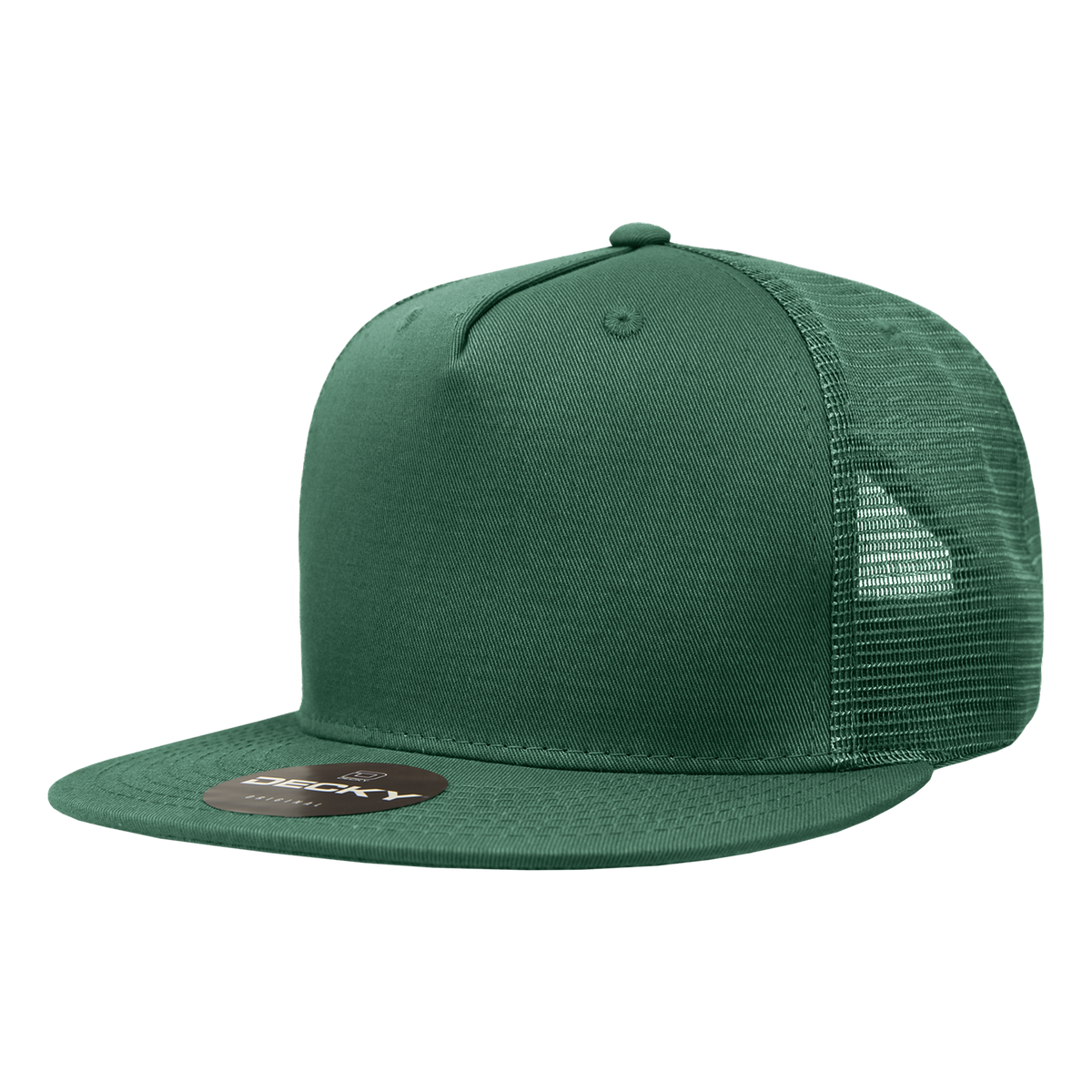 Decky 1040 5 Panel High Profile Structured Cotton Blend Trucker - Forest