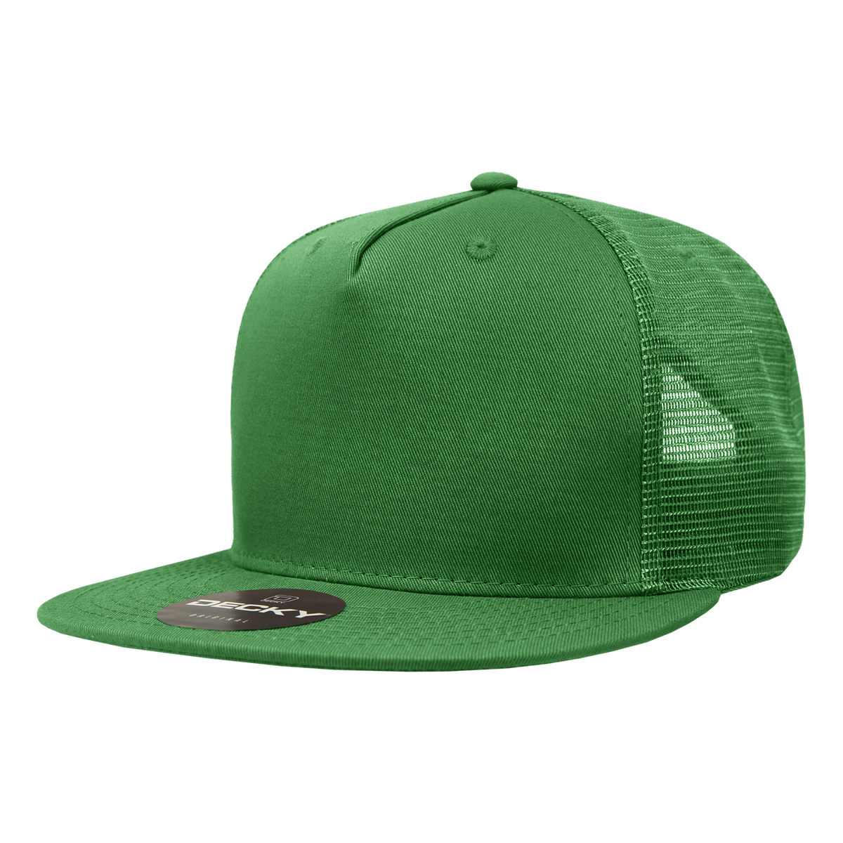 Decky 1040 5 Panel High Profile Structured Cotton Blend Trucker - Kelly