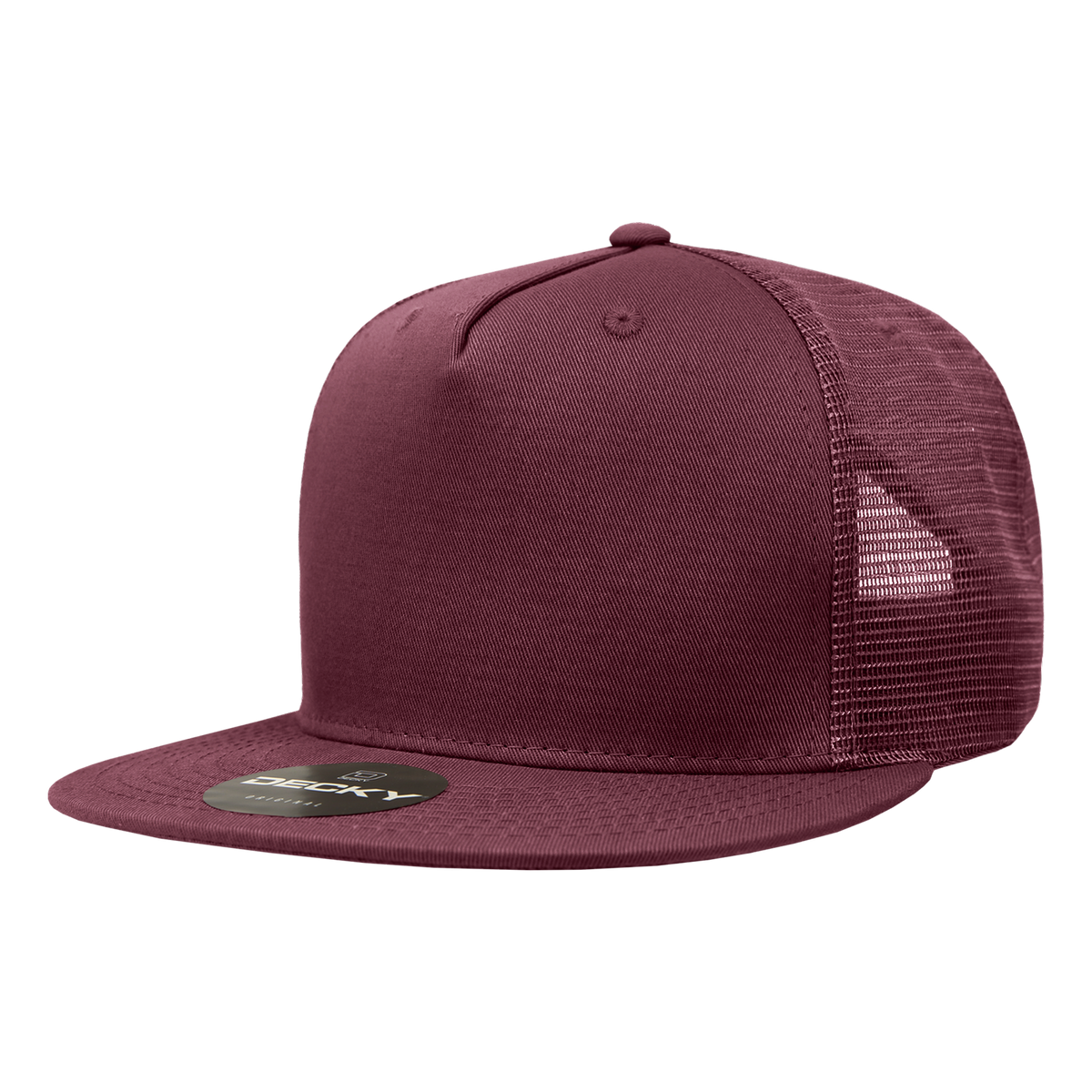 Decky 1040 5 Panel High Profile Structured Cotton Blend Trucker - Maroon