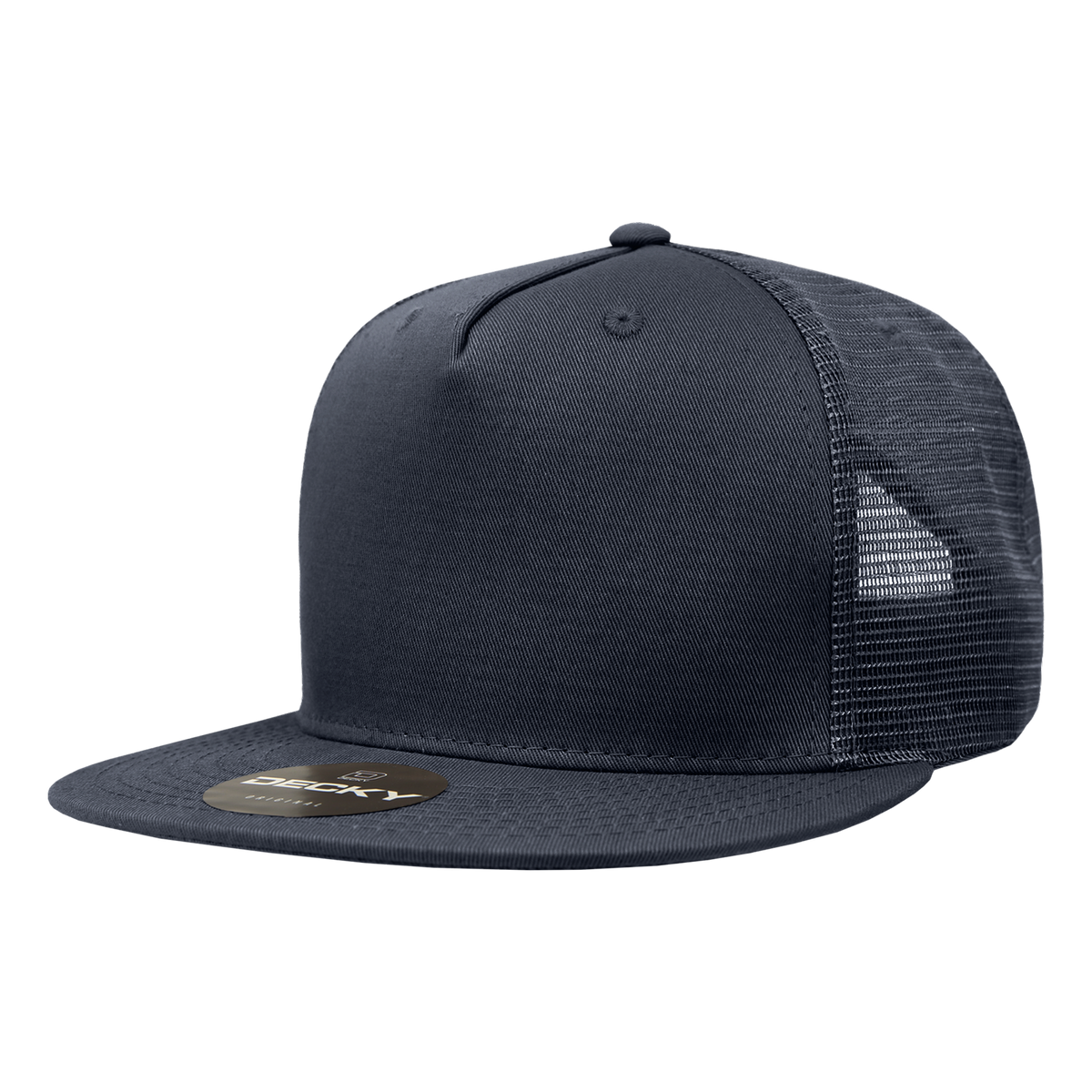 Decky 1040 5 Panel High Profile Structured Cotton Blend Trucker - Navy