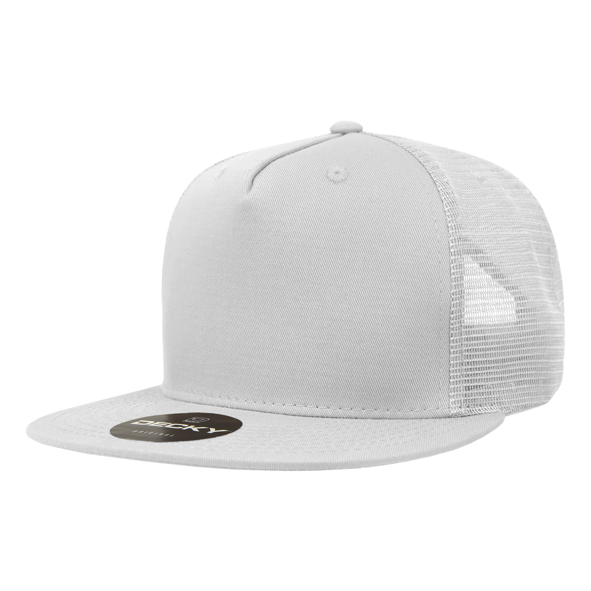 Decky 1040 5 Panel High Profile Structured Cotton Blend Trucker - White