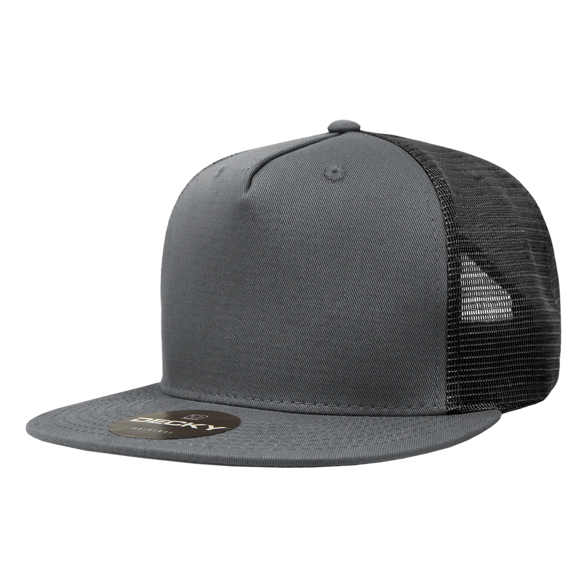 Decky 1040 5 Panel High Profile Structured Cotton Blend Trucker - Cha/Blk