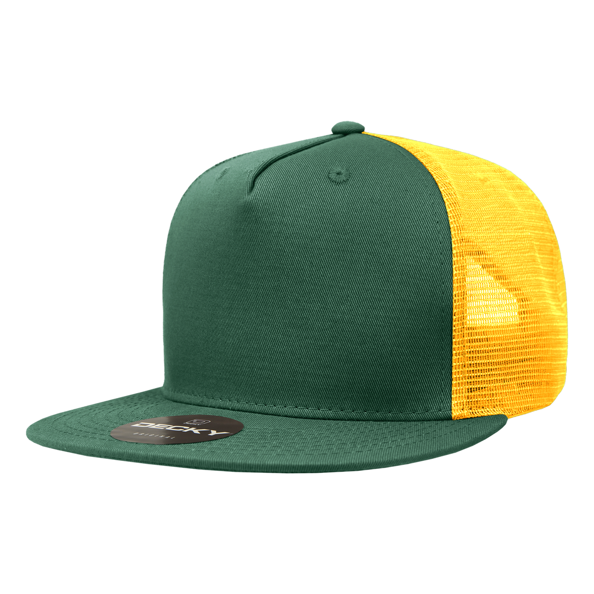 Decky 1040 5 Panel High Profile Structured Cotton Blend Trucker - For/Gld