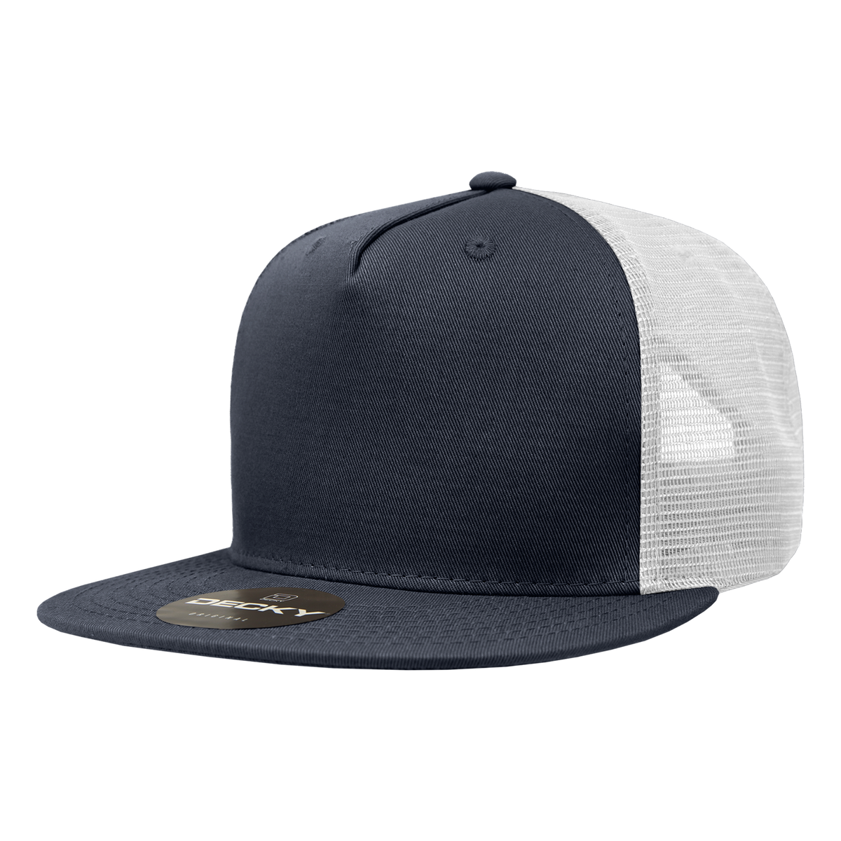Decky 1040 5 Panel High Profile Structured Cotton Blend Trucker - Nvy/Wht