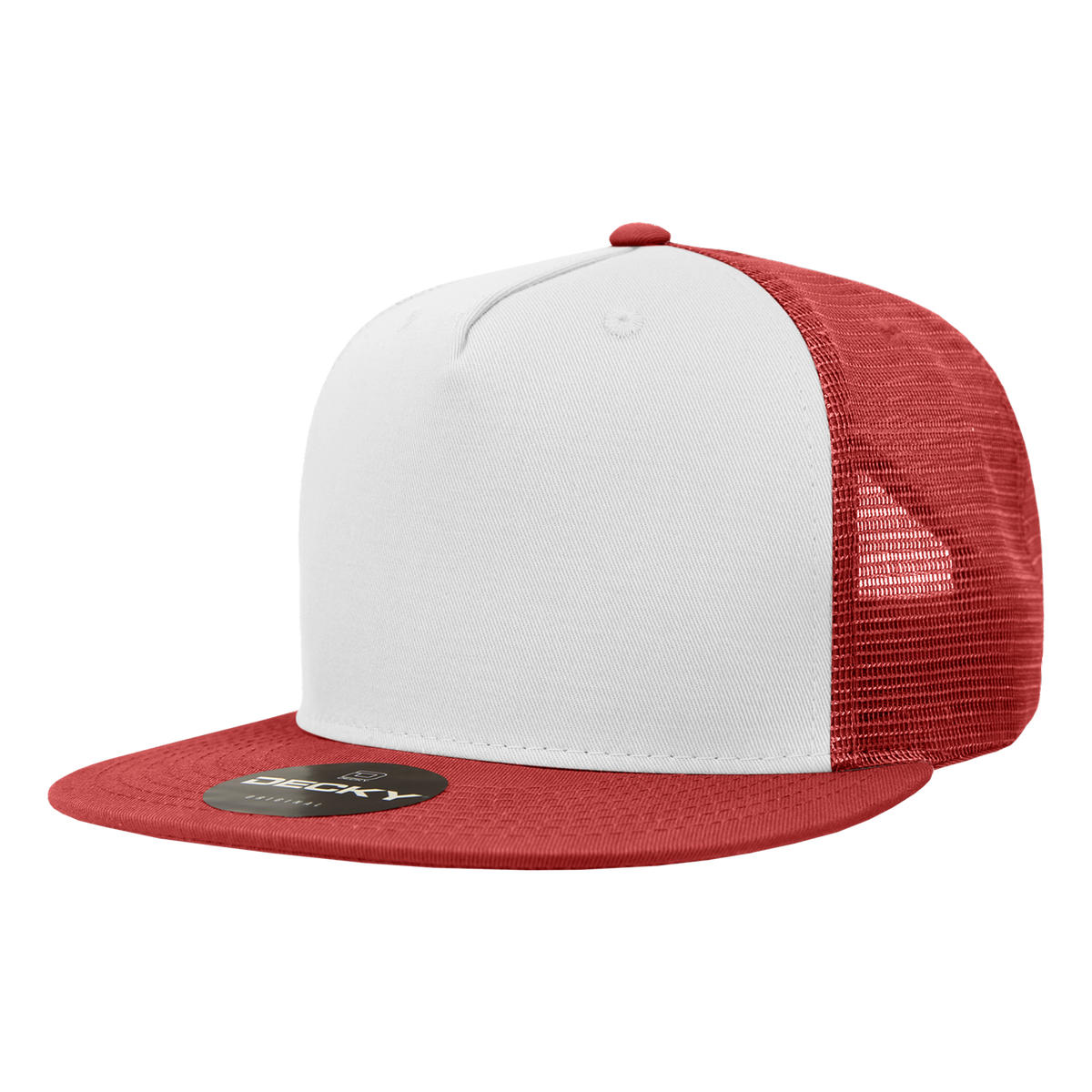 Decky 1040 5 Panel High Profile Structured Cotton Blend Trucker - Car/Wht/Car