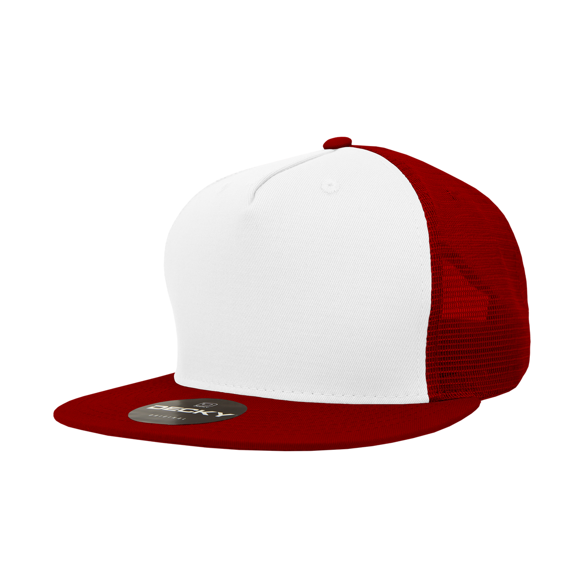 Decky 1040 5 Panel High Profile Structured Cotton Blend Trucker - Wht/Car
