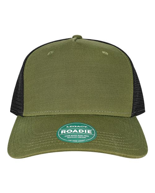 Legacy Five-Panel Adjustable Cap - Olive Slub/ Black