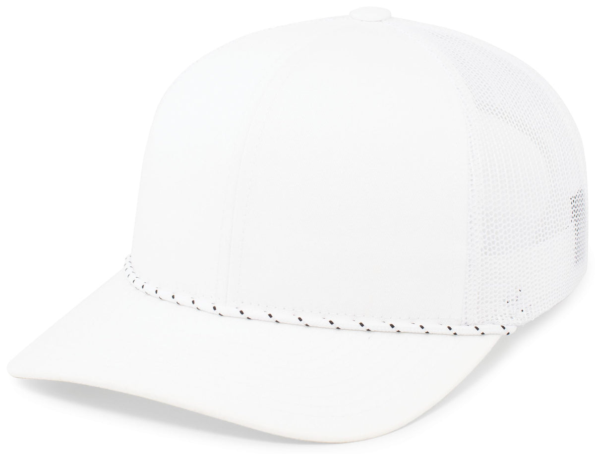 Pacific Headwear Trucker Snapback Braid Cap - WHITE