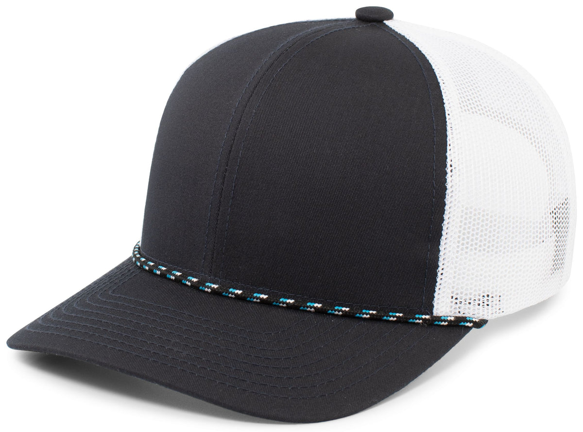Pacific Headwear Trucker Snapback Braid Cap - NAVY/WHITE/NAVY