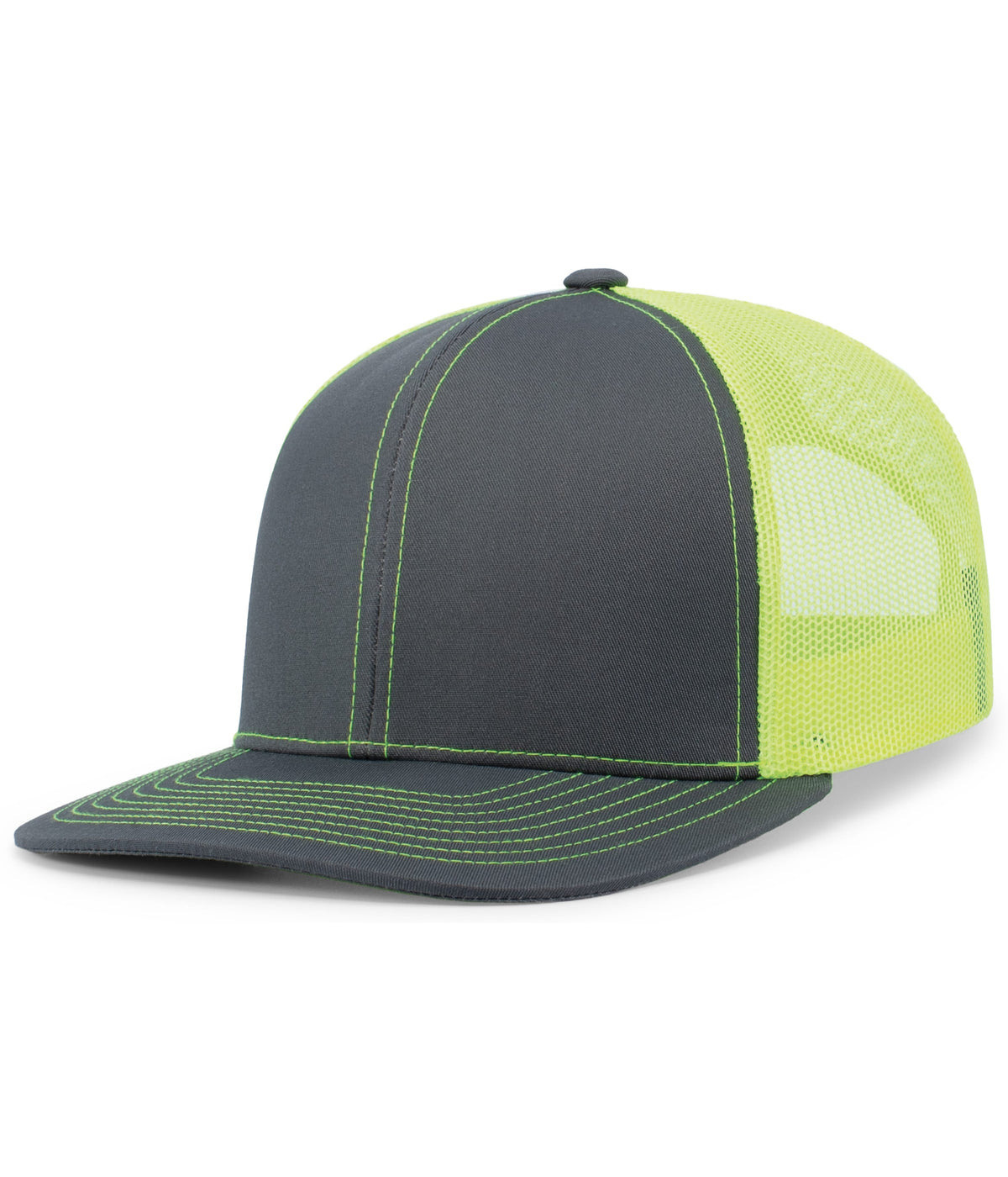 Pacific Headwear Trucker Snapback Cap - GRAPHITE/NEON YELLOW/GRAPHITE