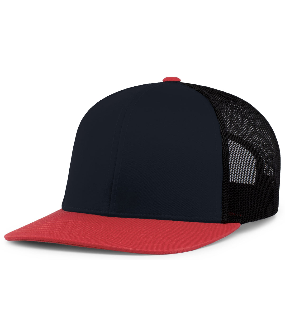 Pacific Headwear Trucker Snapback Cap - NAVY/RED