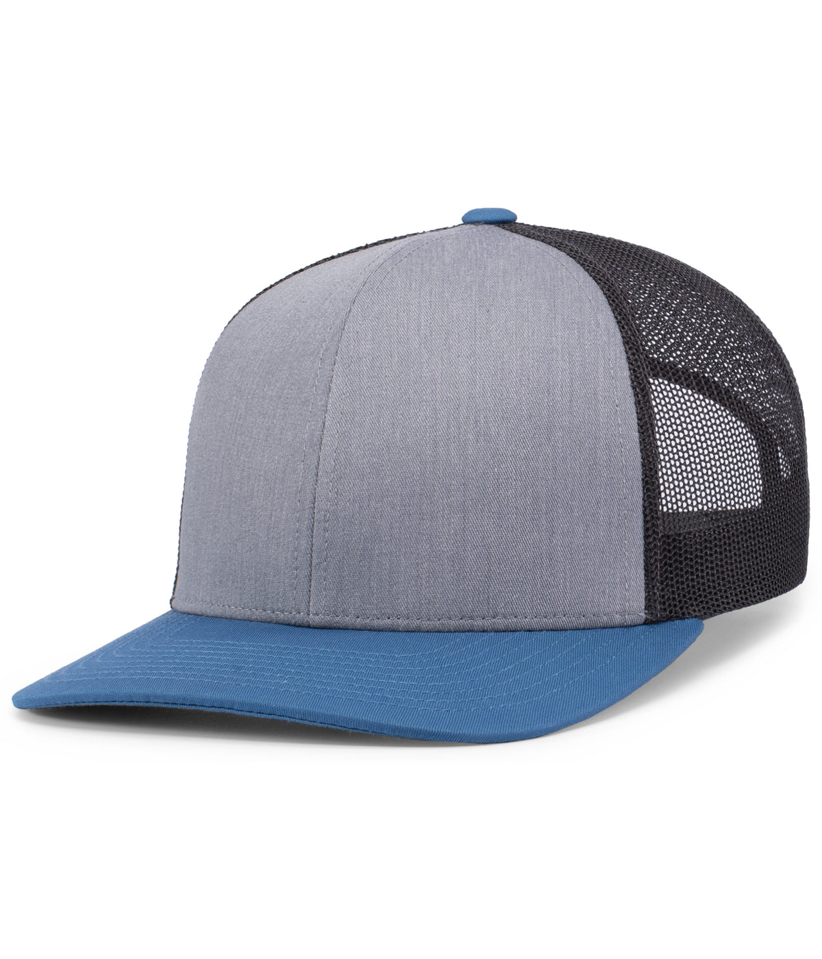 Pacific Headwear Trucker Snapback Cap - HEATHER GREY/LIGHT CHARCOAL/OC