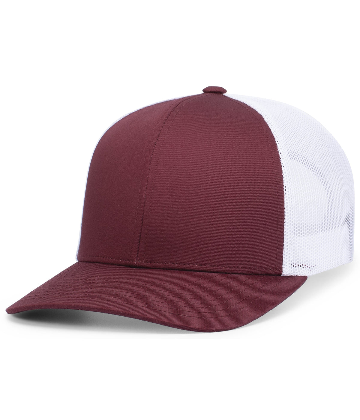 Pacific Headwear Trucker Snapback Cap - MAROON/WHITE/MAROON