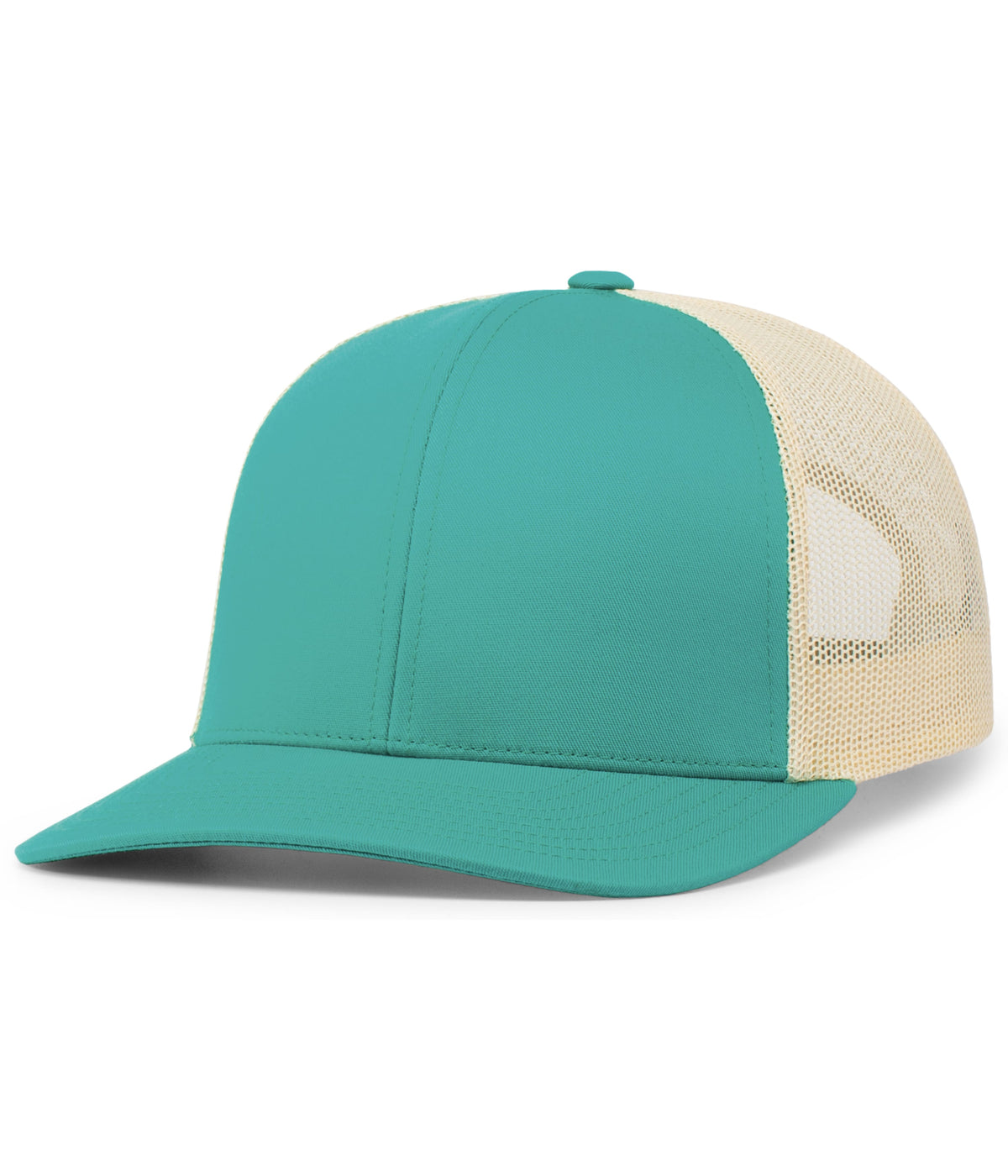 Pacific Headwear Trucker Snapback Cap - TEAL/BEIGE/TEAL