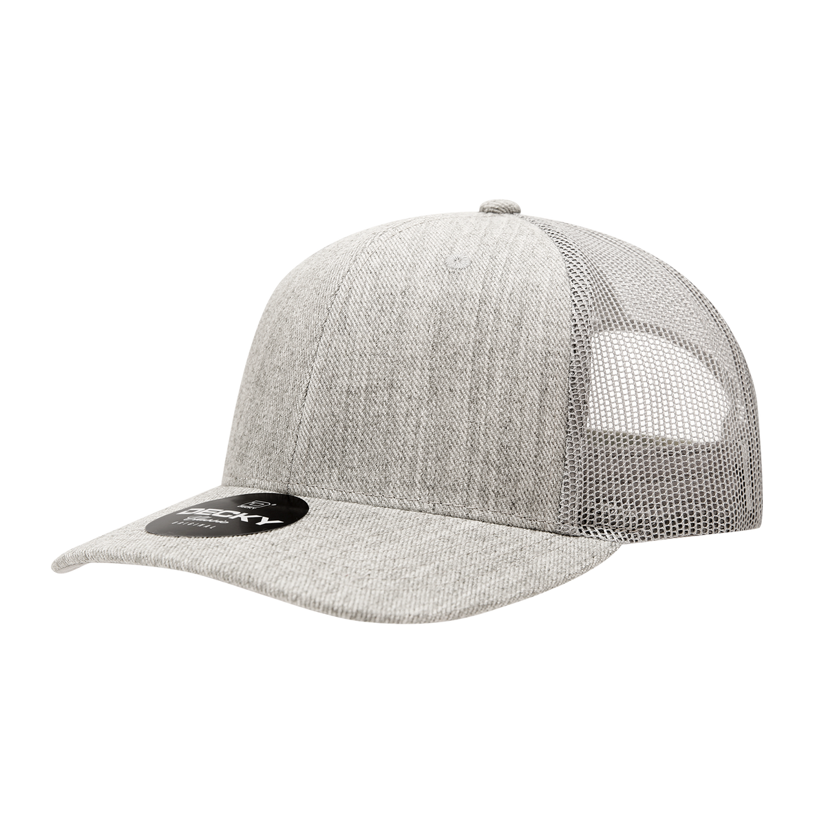 Decky 1053 6 Panel Mid Profile Structured Acrylic/Polyester Trucker - Heather Grey