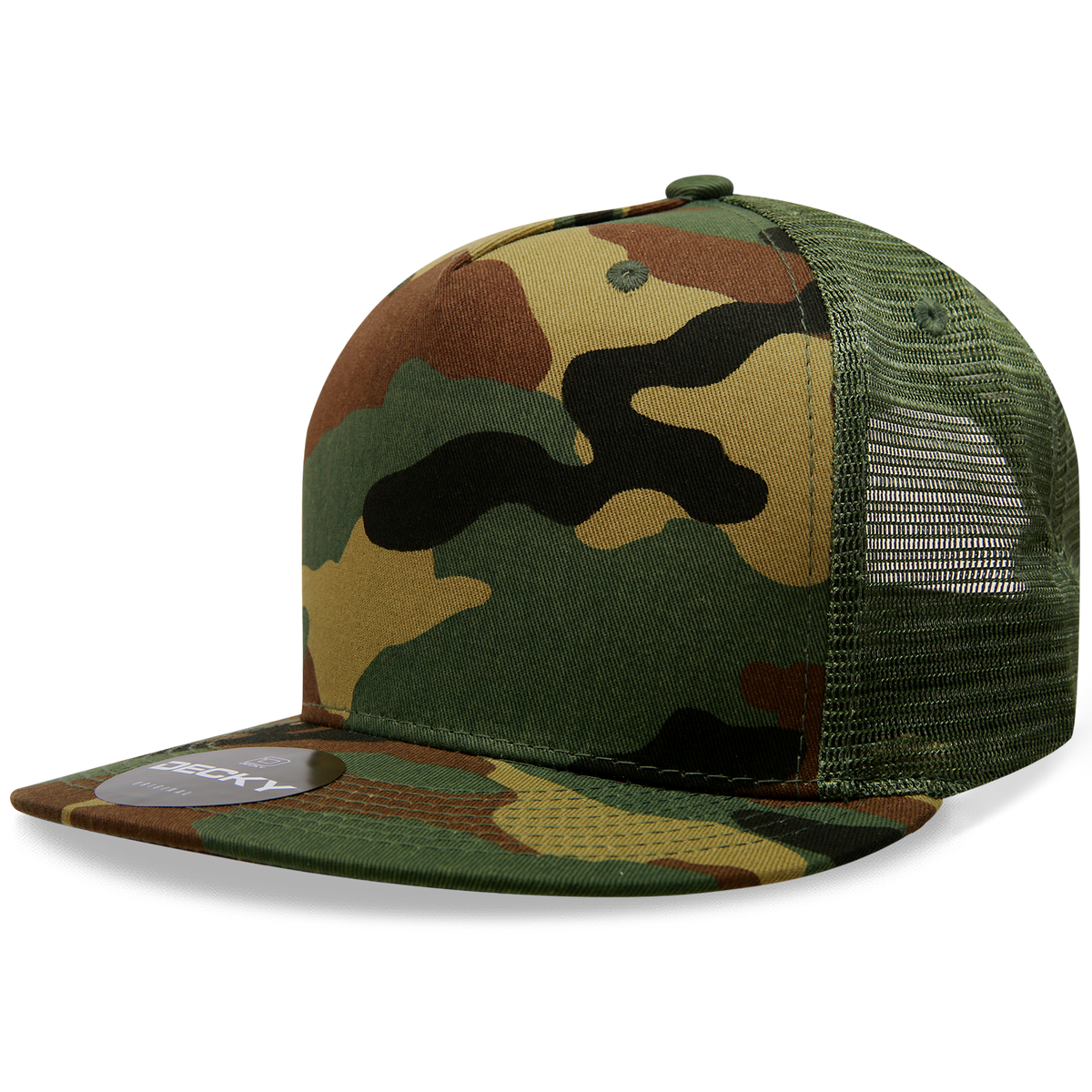 Decky 1063 5 Panel High Profile Structured Cotton/Poly Blend Trucker - Woodland