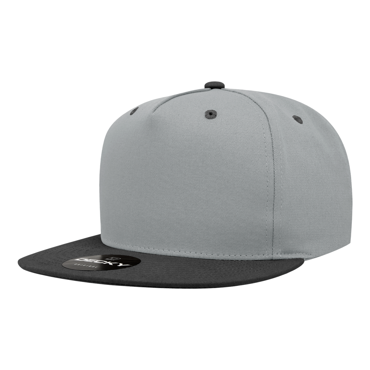 Decky 1064 5 Panel High Profile Structured Cotton Blend Snapback - Grey/Black