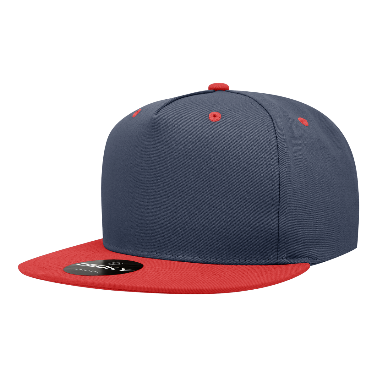 Decky 1064 5 Panel High Profile Structured Cotton Blend Snapback - Navy/Red