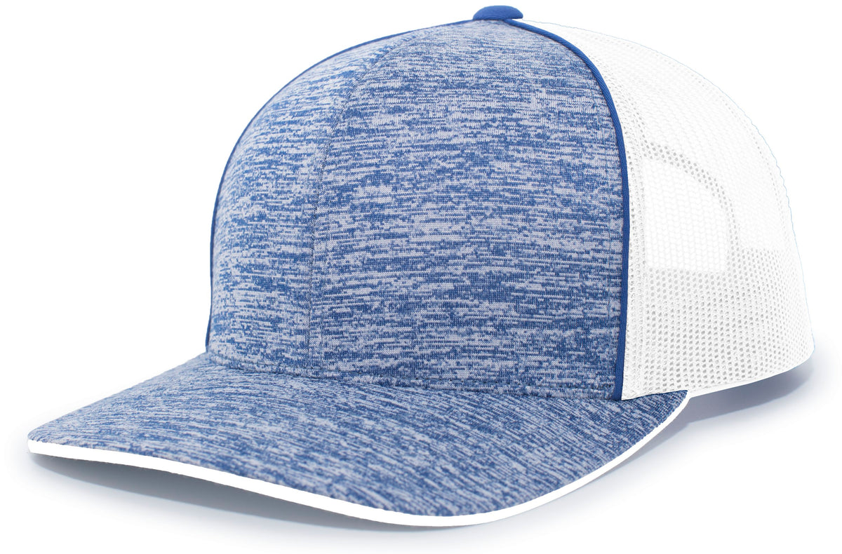 Pacific Headwear Aggressive Heather Trucker Snapback Cap - RH/WH/RH