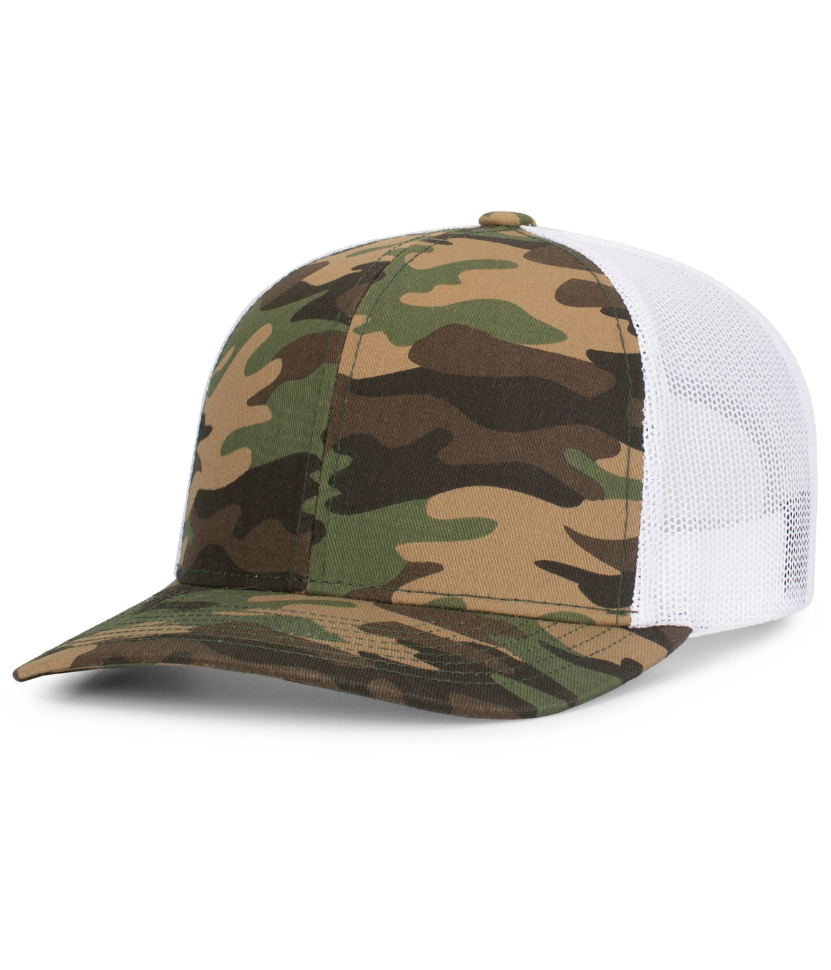 Pacific Headwear Camo Snapback Trucker Cap - ARMY/WHITE/ARMY