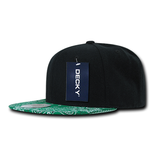 Decky 1093 6 Panel High Profile Structured Bandanna Bill Snapback - Black/Kelly