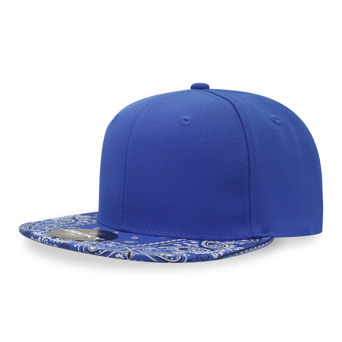 Decky 1093 6 Panel High Profile Structured Bandanna Bill Snapback - Royal/Royal