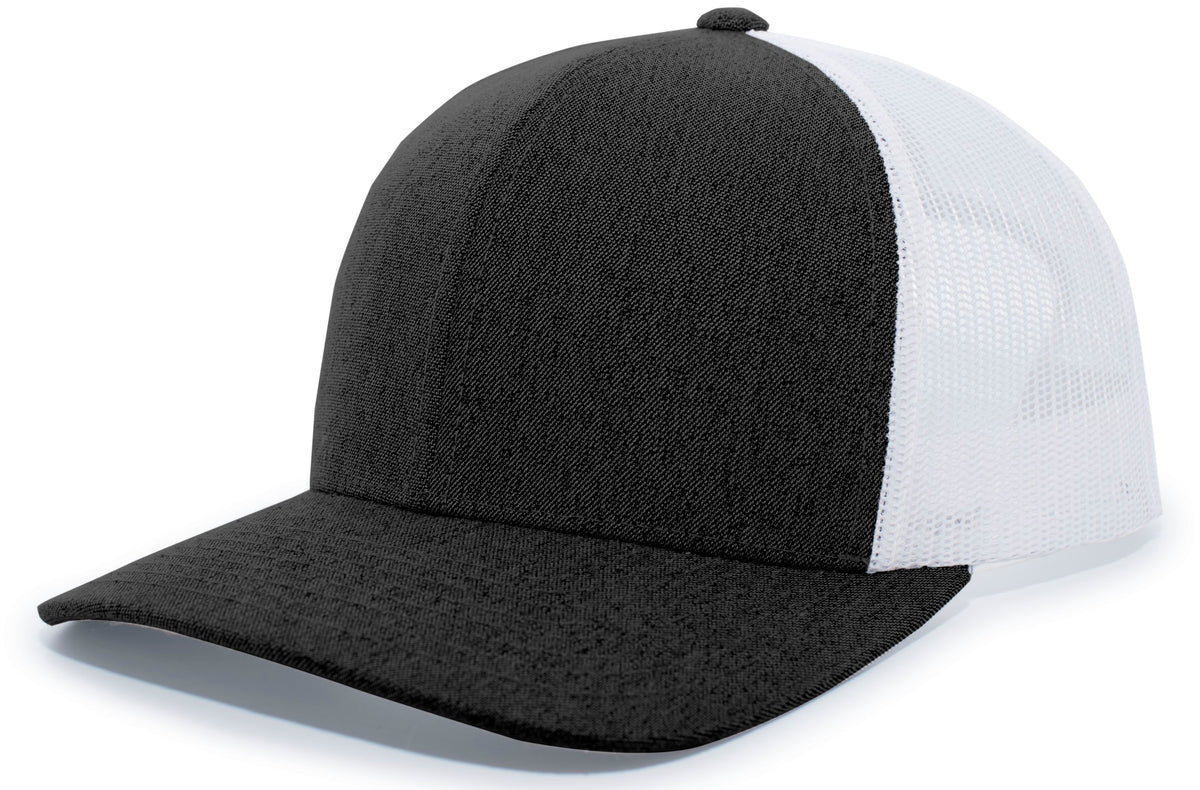 Pacific Headwear Heather Trucker Snapback Cap - BH/WH/BH