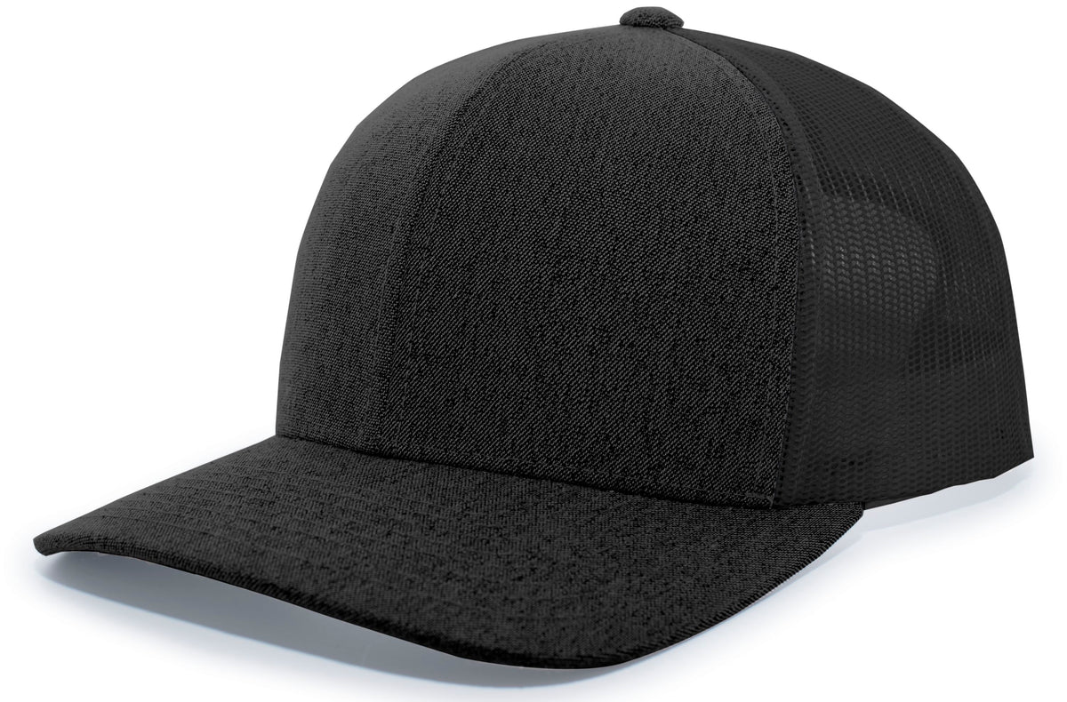 Pacific Headwear Heather Trucker Snapback Cap - BKH/B/BH