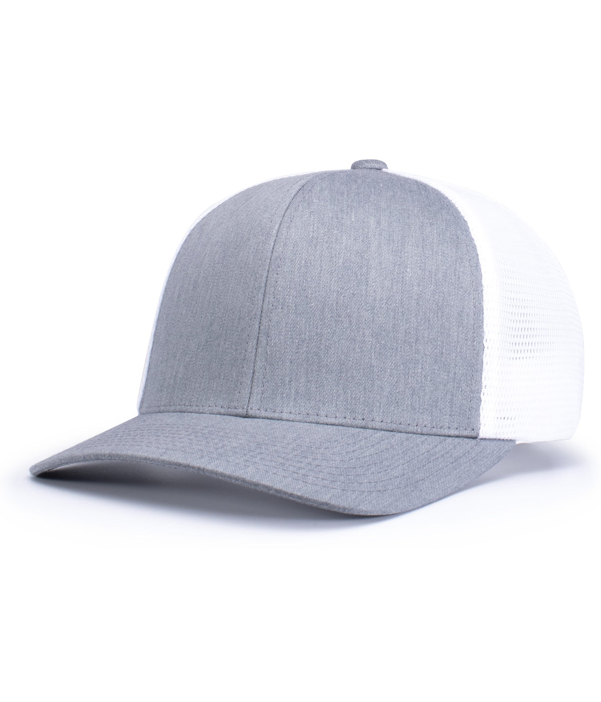 Pacific Headwear Trucker Flexfit Snapback Cap - HEATHER GREY/WHITE/HEATHER GRE