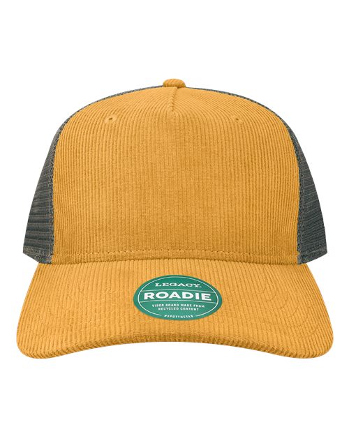 Legacy Five-Panel Adjustable Cap - Mustard Corduroy/ Dark Grey