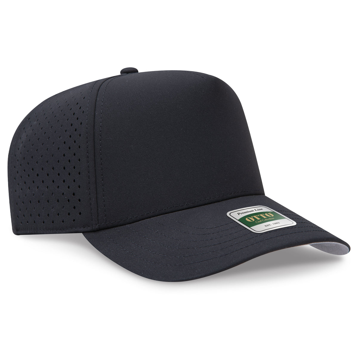 Otto Cap 116 Comfy Fit Club Collection 5 Panel Mid Profile Perforated Cap - Black