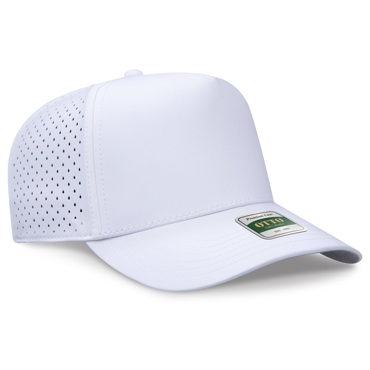 Otto Cap 116 Comfy Fit Club Collection 5 Panel Mid Profile Perforated Cap - White