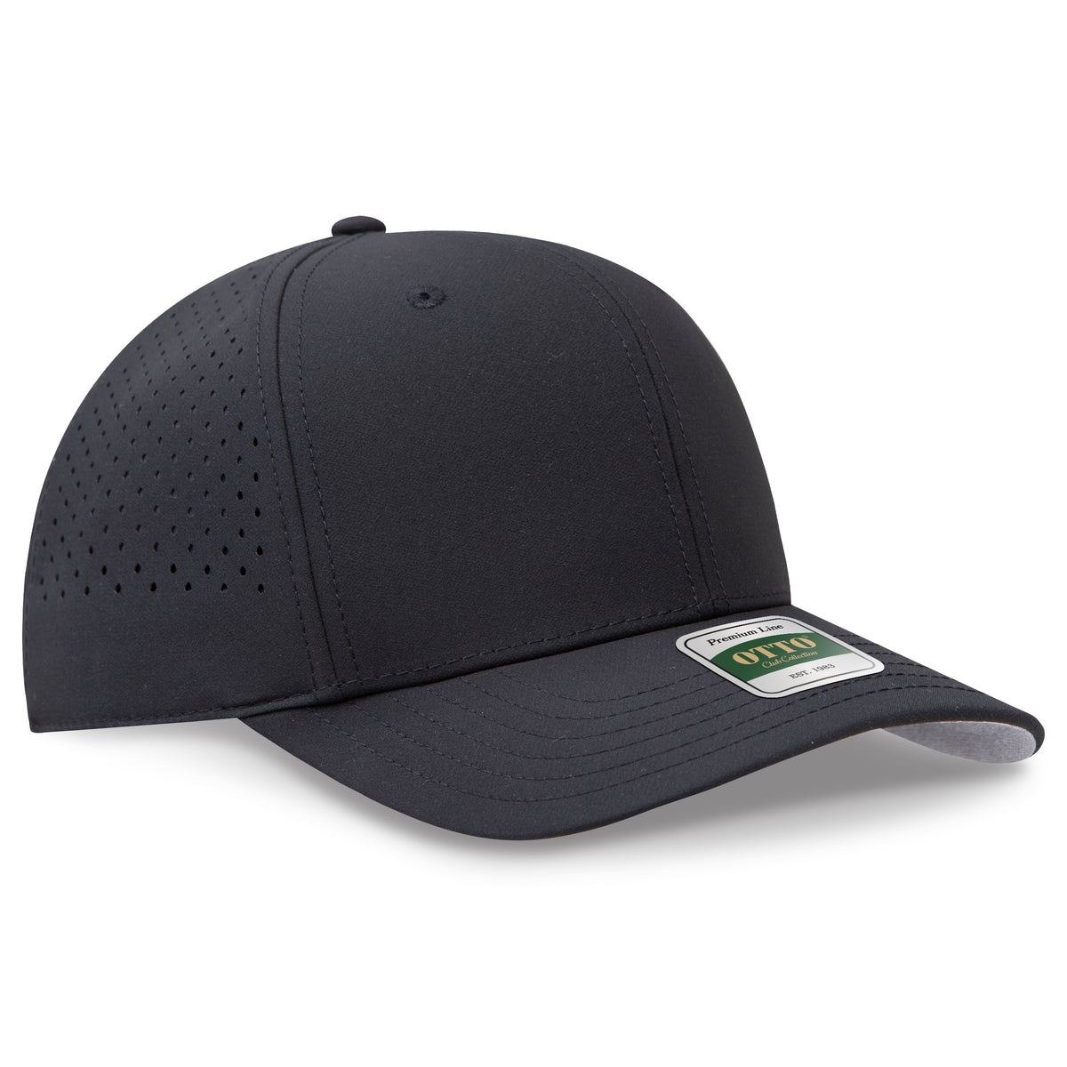 Otto Cap 117 Comfy Fit Club Collection 6 Panel Pro Style Perforated Cap - Black