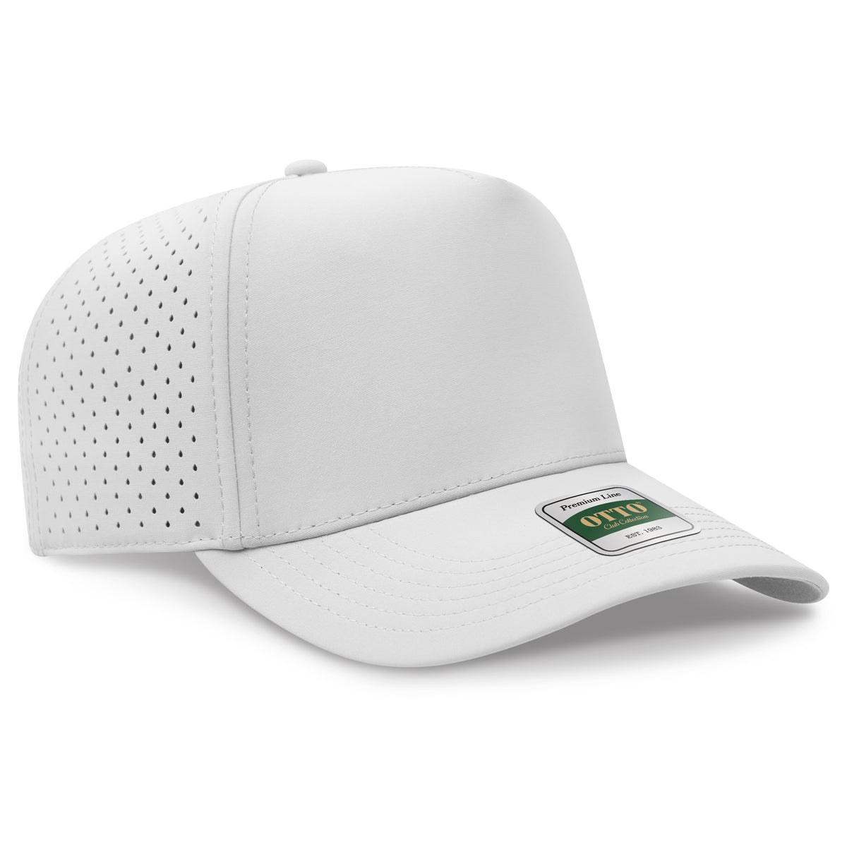 Otto Cap 120 Comfy Fit Club Collection 5 Panel Mid Profile Perforated Cap - White