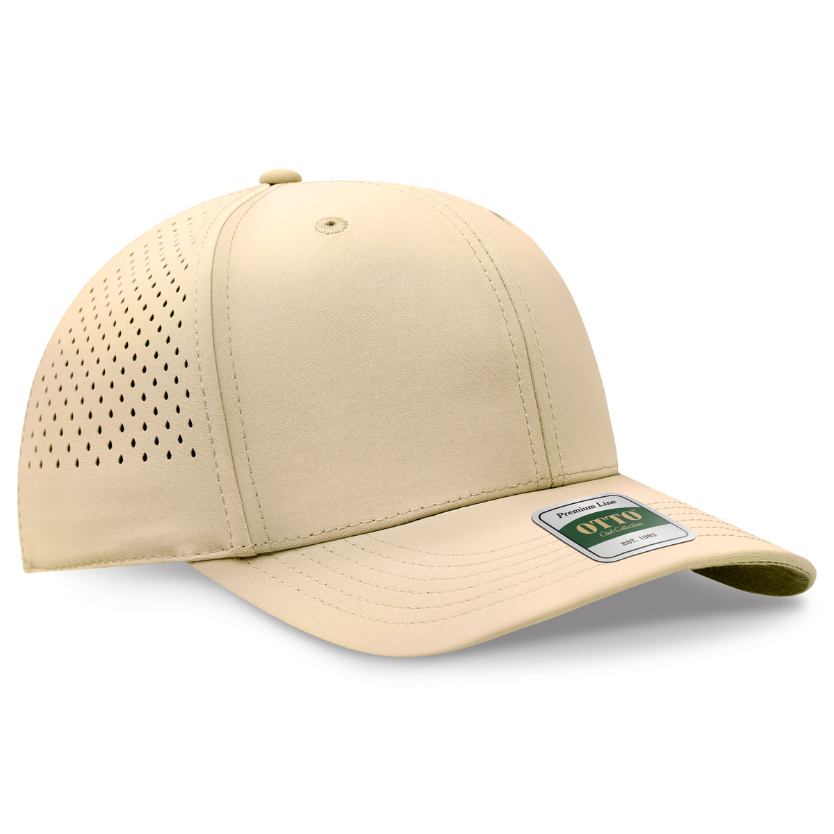 Otto Cap 121 Comfy Fit Club Collection 6 Panel Pro Style Perforated Cap - Khaki