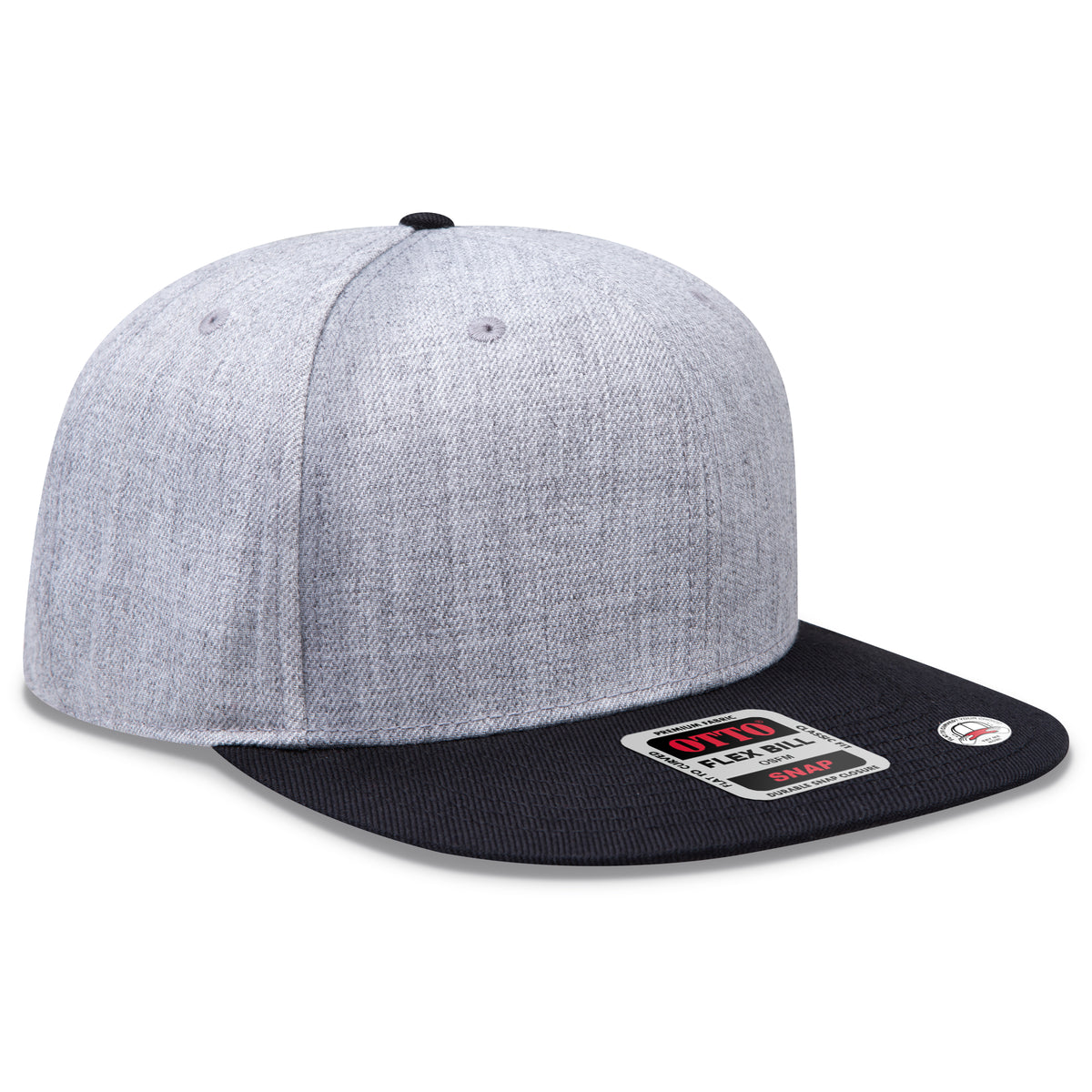 Otto Cap 125 Otto Snap 6 Panel Pro Style Snapback Hat - Black/Heather Gray/Heather Gray