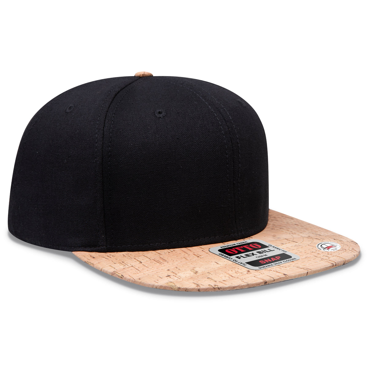 Otto Cap 125 Otto Snap 6 Panel Pro Style Snapback Hat - Cork/Black