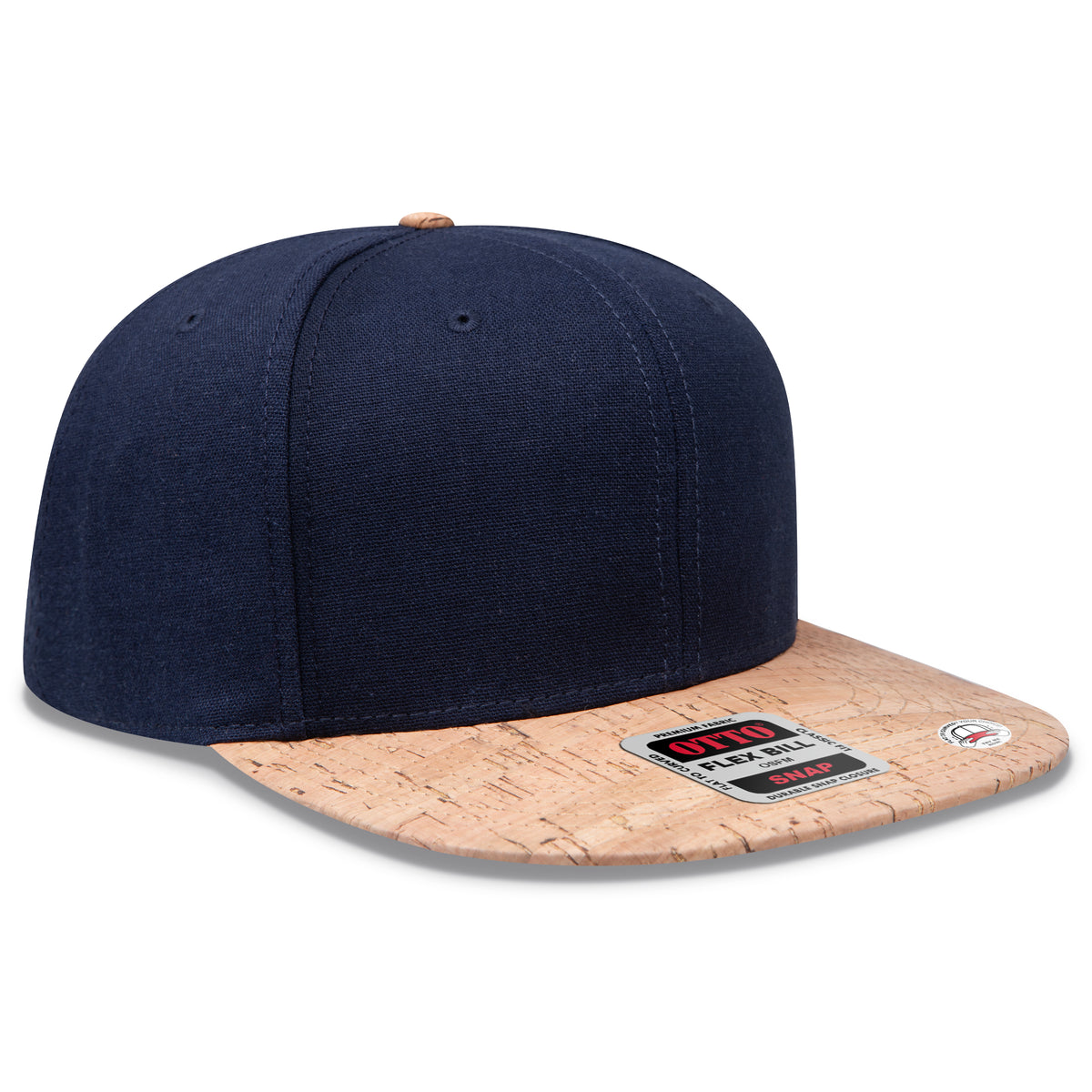 Otto Cap 125 Otto Snap 6 Panel Pro Style Snapback Hat - Cork/Navy