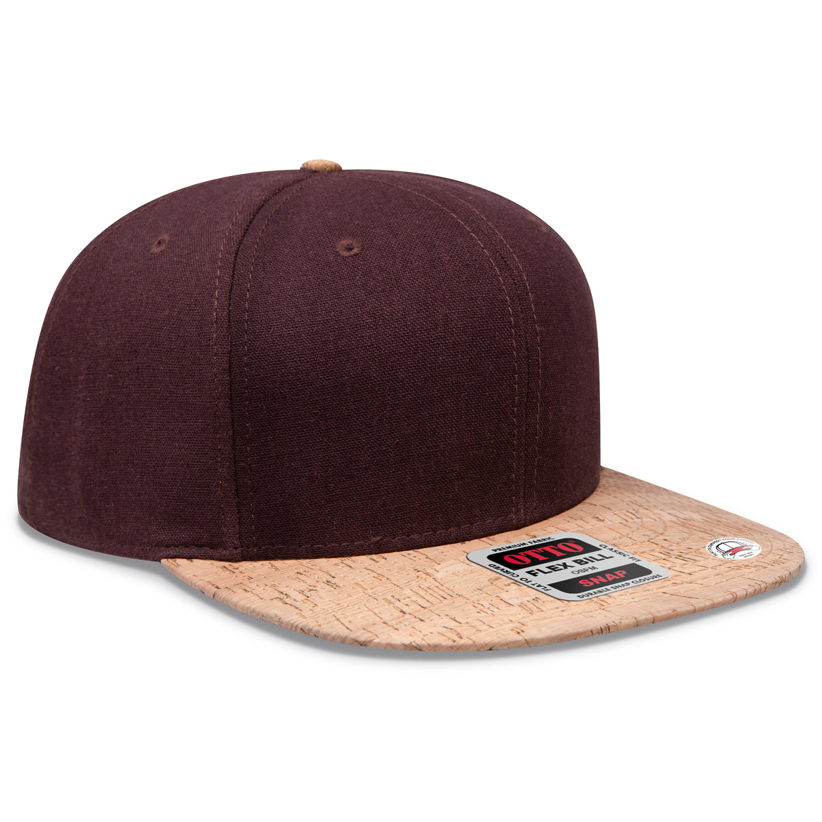 Otto Cap 125 Otto Snap 6 Panel Pro Style Snapback Hat - Cork/Dark Brown