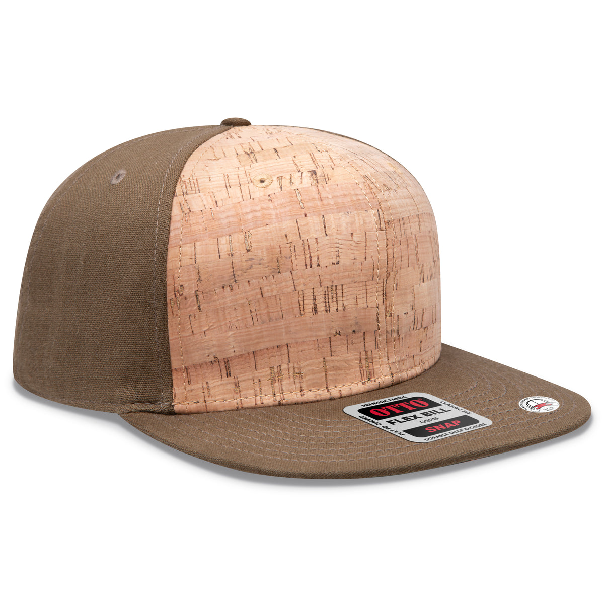 Otto Cap 125 Otto Snap 6 Panel Pro Style Snapback Hat - Military Green/Cork/Military Green