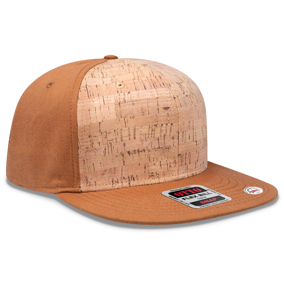 Otto Cap 125 Otto Snap 6 Panel Pro Style Snapback Hat - Coyote Brown/Cork/Coyote Brown