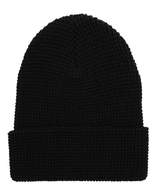 YP Classics Waffle Cuffed Knit Beanie - Black