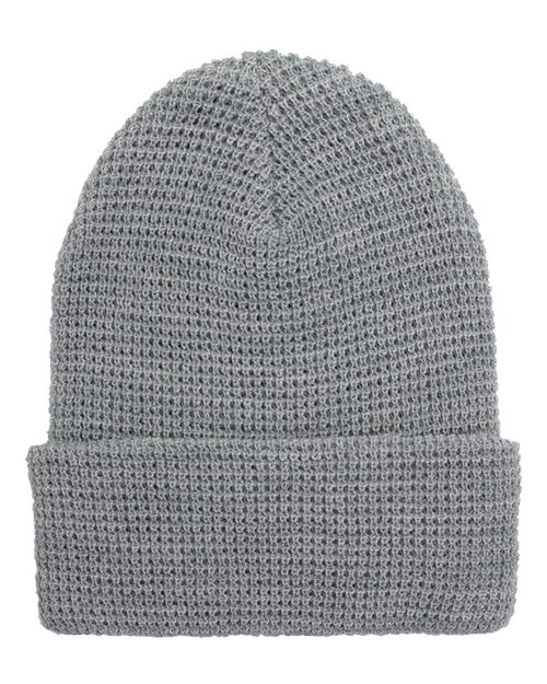YP Classics Waffle Cuffed Knit Beanie - Heather Grey