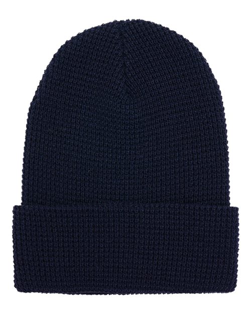 YP Classics Waffle Cuffed Knit Beanie - Navy