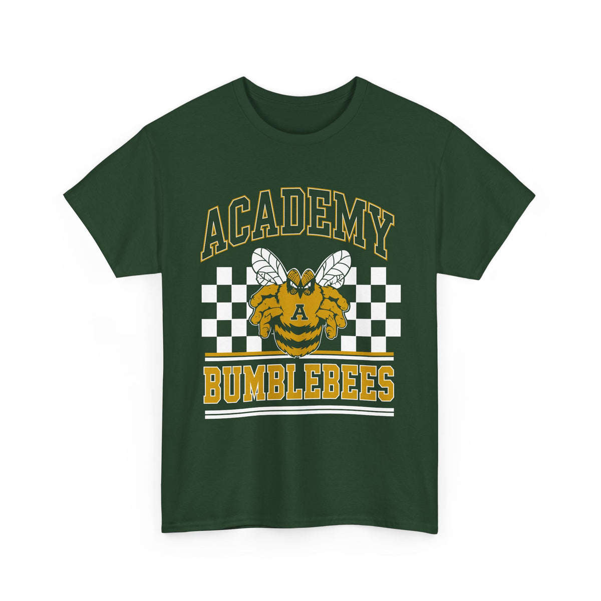 Academy Bumblebees Tee — Vintage School Mascot Shirt - Forest Green