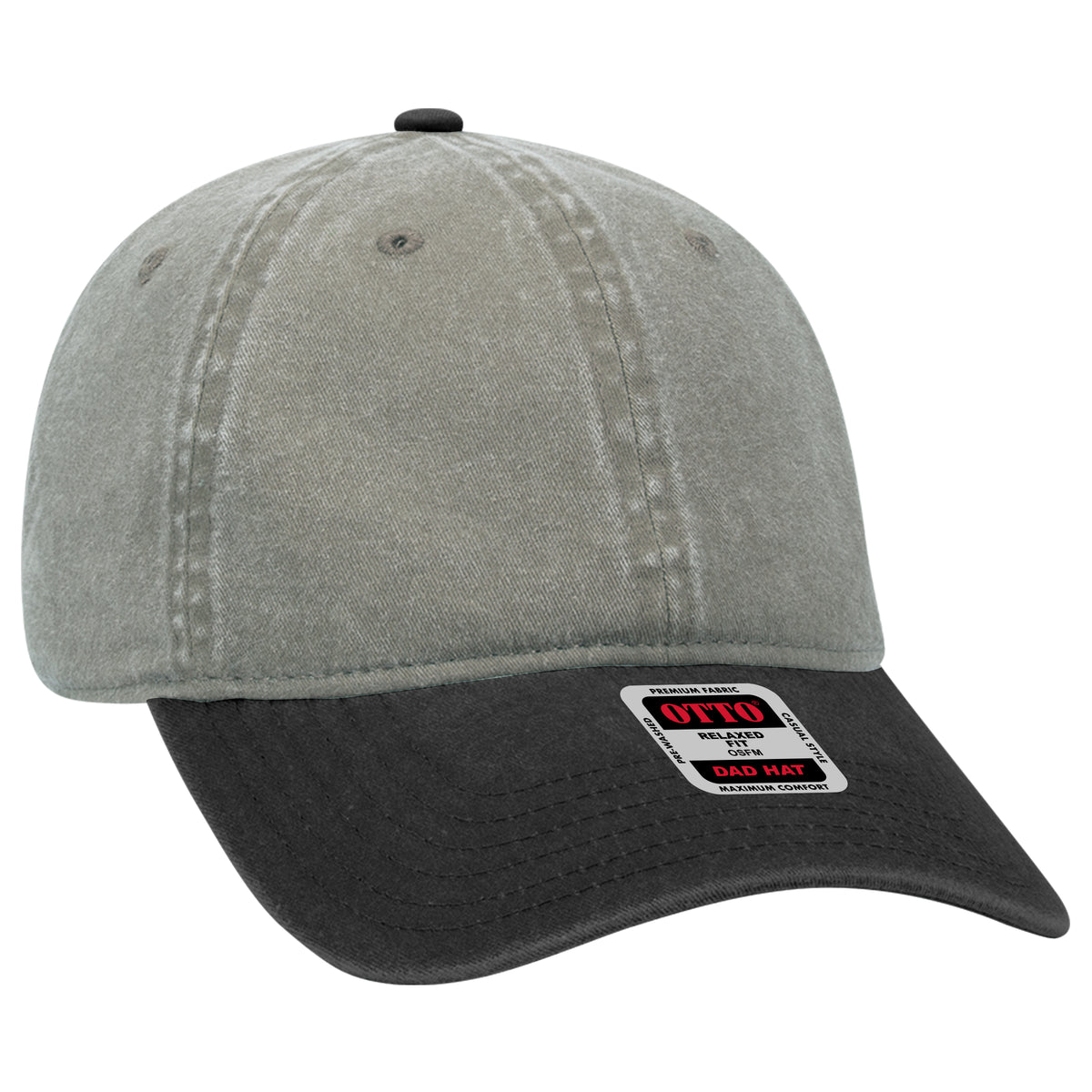 Otto Cap 18-202 6 Panel Low Profile Dad Hat - Black/Gray