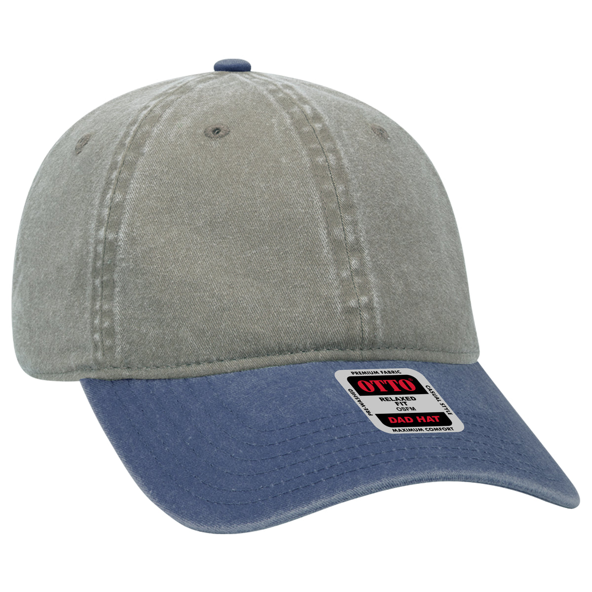 Otto Cap 18-202 6 Panel Low Profile Dad Hat - Navy/Gray