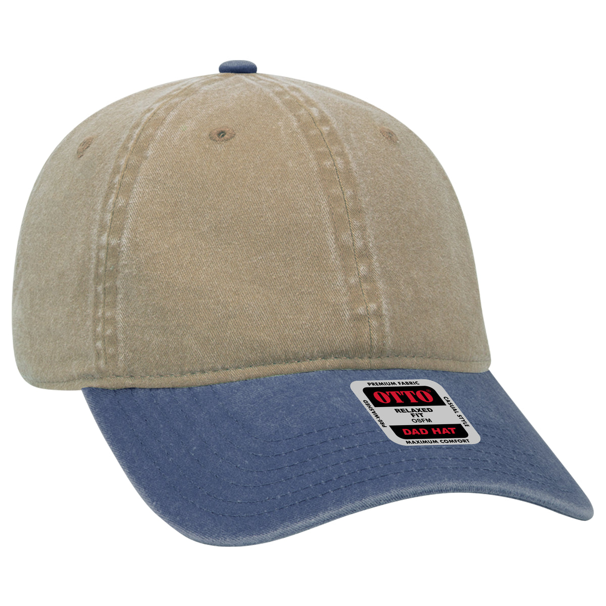 Otto Cap 18-202 6 Panel Low Profile Dad Hat - Navy/Khaki